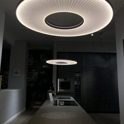 Pendant Lamp Modern with Round Pleated Shade and Open Center