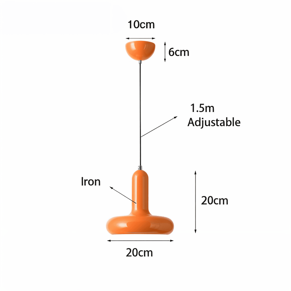 Pendant Lamp Retro Bauhaus Style with Rounded Shade and Adjustable Height