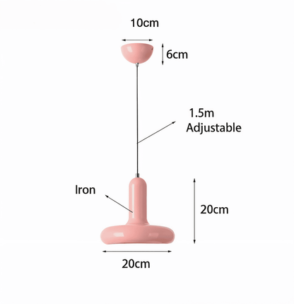 Pendant Lamp Retro Bauhaus Style with Rounded Shade and Adjustable Height