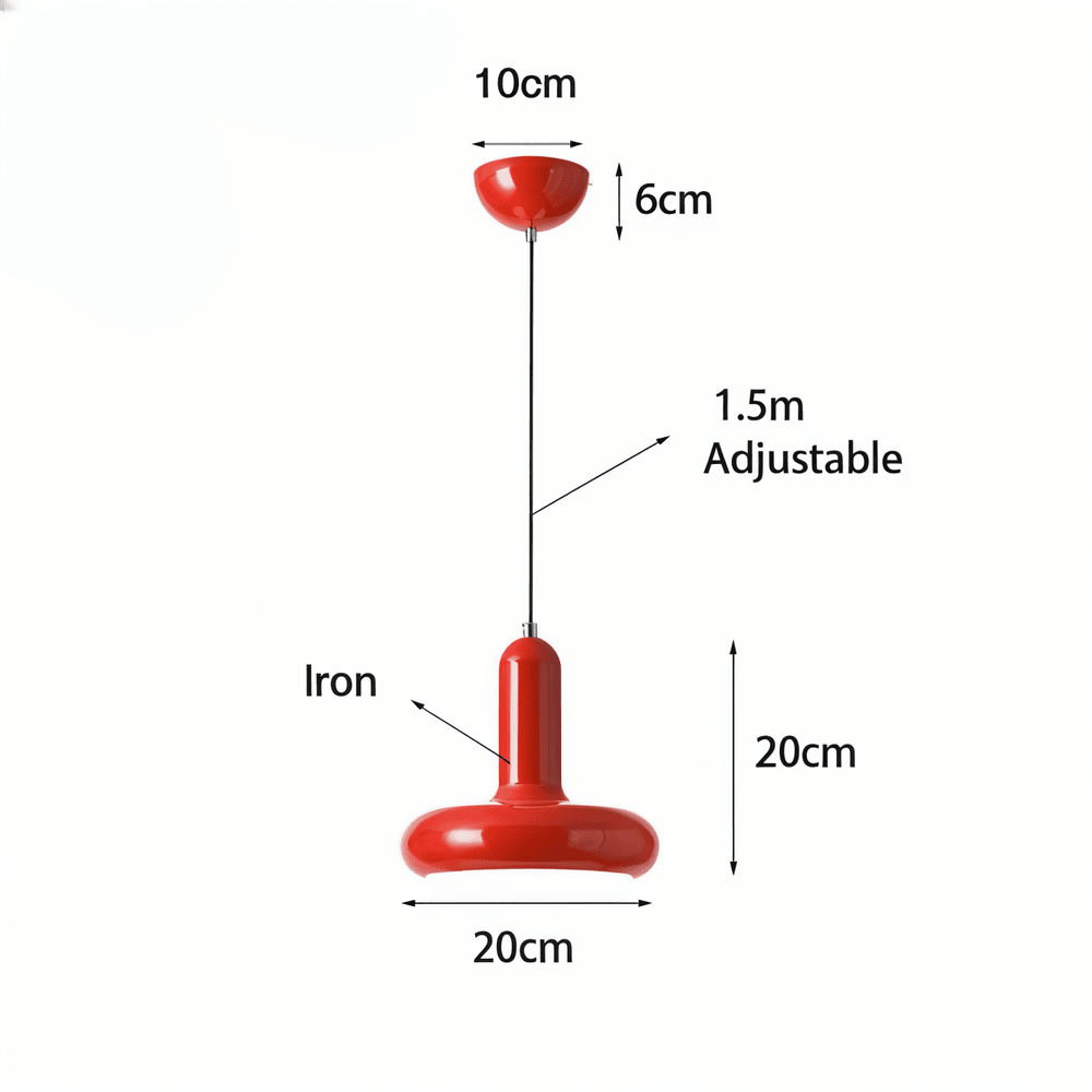 Pendant Lamp Retro Bauhaus Style with Rounded Shade and Adjustable Height