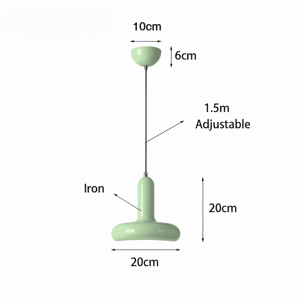 Pendant Lamp Retro Bauhaus Style with Rounded Shade and Adjustable Height