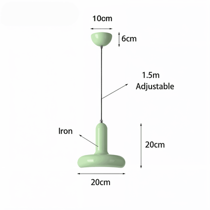 Pendant Lamp Retro Bauhaus Style with Rounded Shade and Adjustable Height
