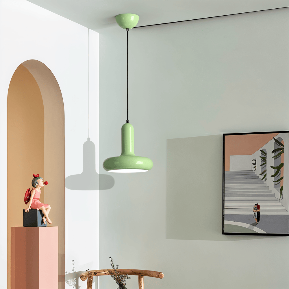 Pendant Lamp Retro Bauhaus Style with Rounded Shade and Adjustable Height