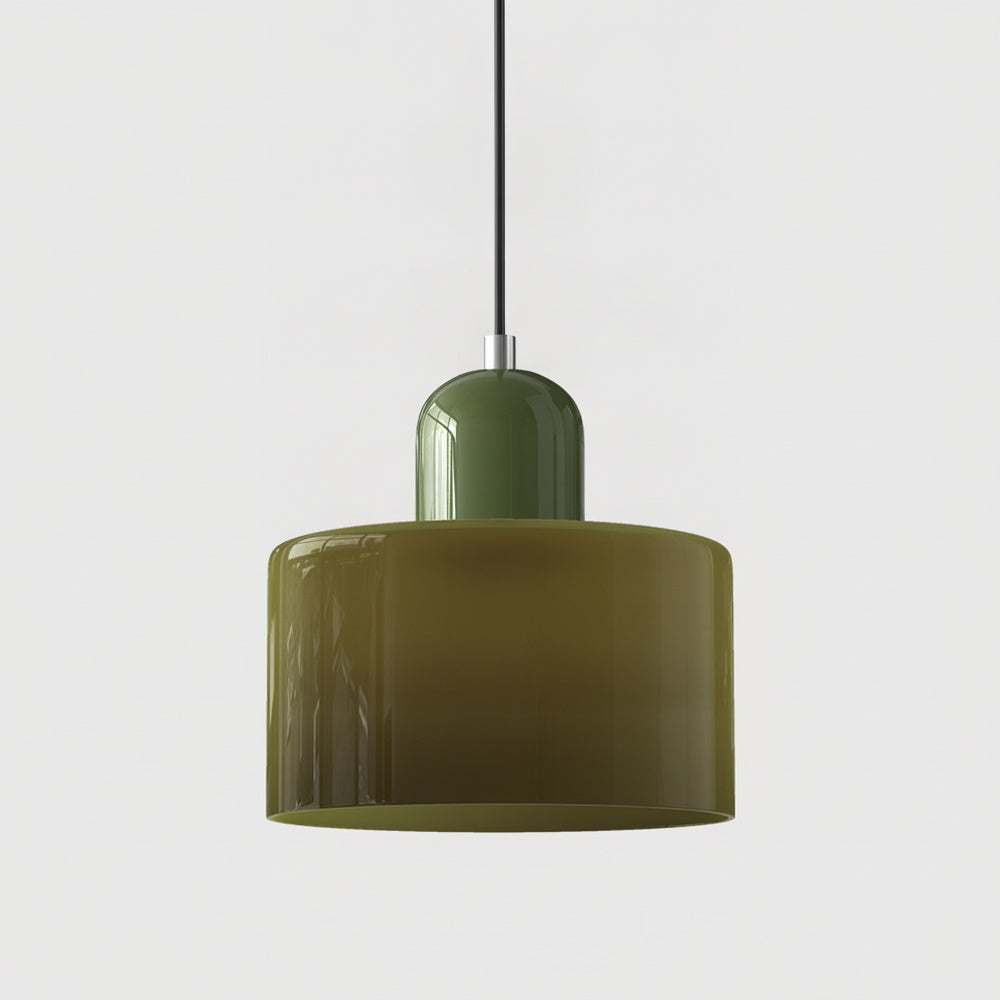 Pendant Lamp Retro Bauhaus with Round Glass Shade and Adjustable Cord