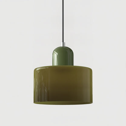 Pendant Lamp Retro Bauhaus with Round Glass Shade and Adjustable Cord