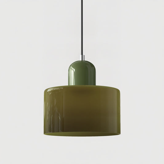 Pendant Lamp Retro Bauhaus with Round Glass Shade and Adjustable Cord