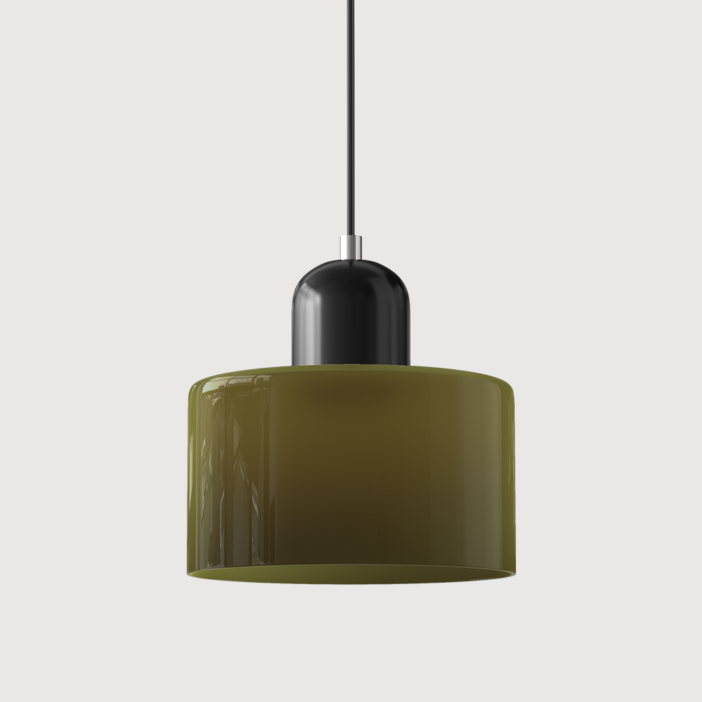 Pendant Lamp Retro Bauhaus with Round Glass Shade and Adjustable Cord