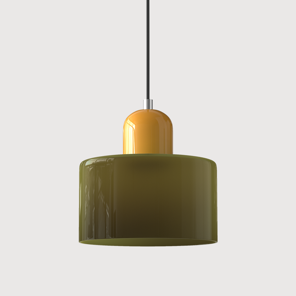 Pendant Lamp Retro Bauhaus with Round Glass Shade and Adjustable Cord