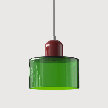 Pendant Lamp Retro Bauhaus with Round Glass Shade and Adjustable Cord