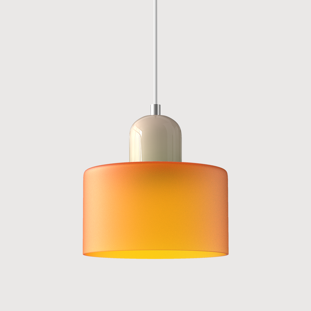 Pendant Lamp Retro Bauhaus with Round Glass Shade and Adjustable Cord
