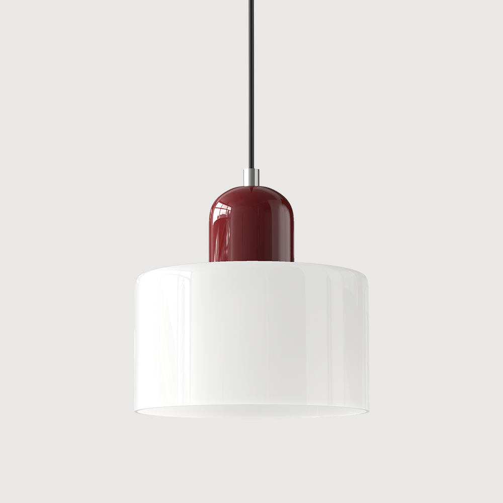 Pendant Lamp Retro Bauhaus with Round Glass Shade and Adjustable Cord
