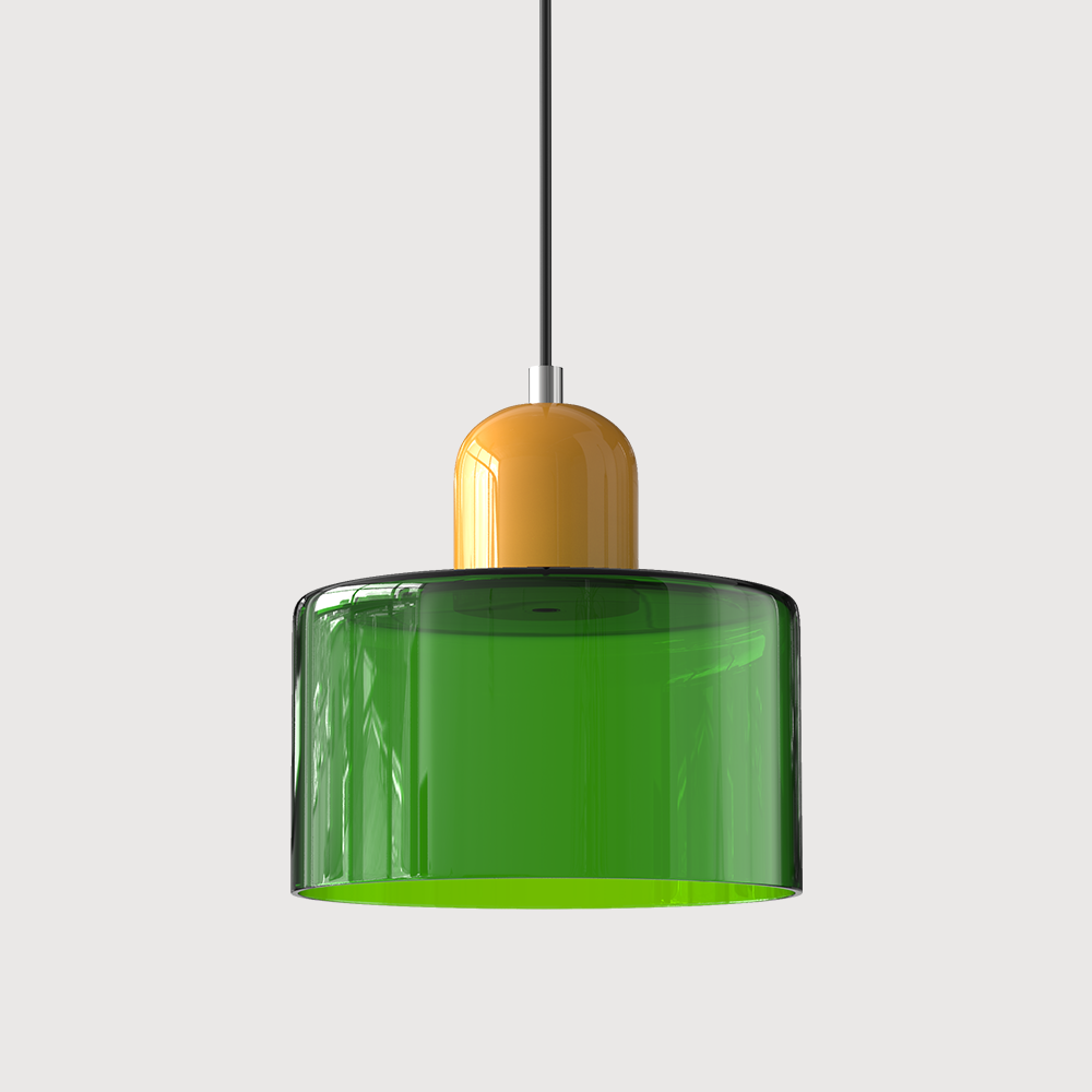 Pendant Lamp Retro Bauhaus with Round Glass Shade and Adjustable Cord