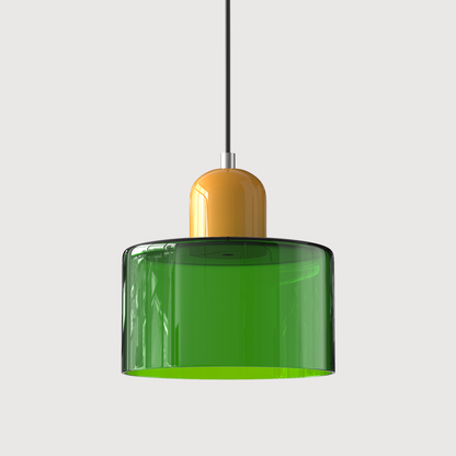 Pendant Lamp Retro Bauhaus with Round Glass Shade and Adjustable Cord