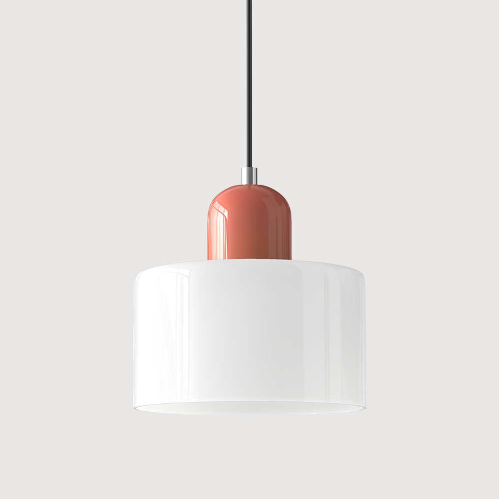 Pendant Lamp Retro Bauhaus with Round Glass Shade and Adjustable Cord