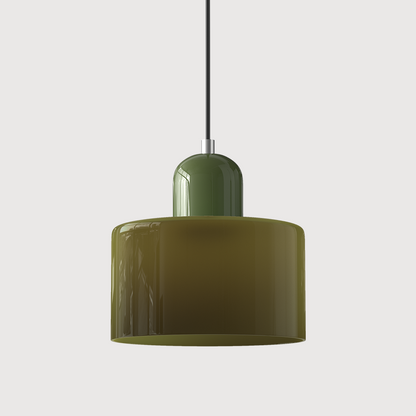 Pendant Lamp Retro Bauhaus with Round Glass Shade and Adjustable Cord