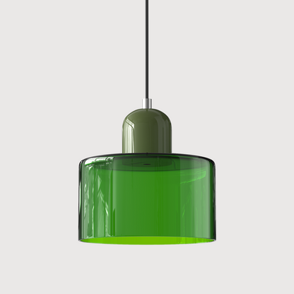 Pendant Lamp Retro Bauhaus with Round Glass Shade and Adjustable Cord