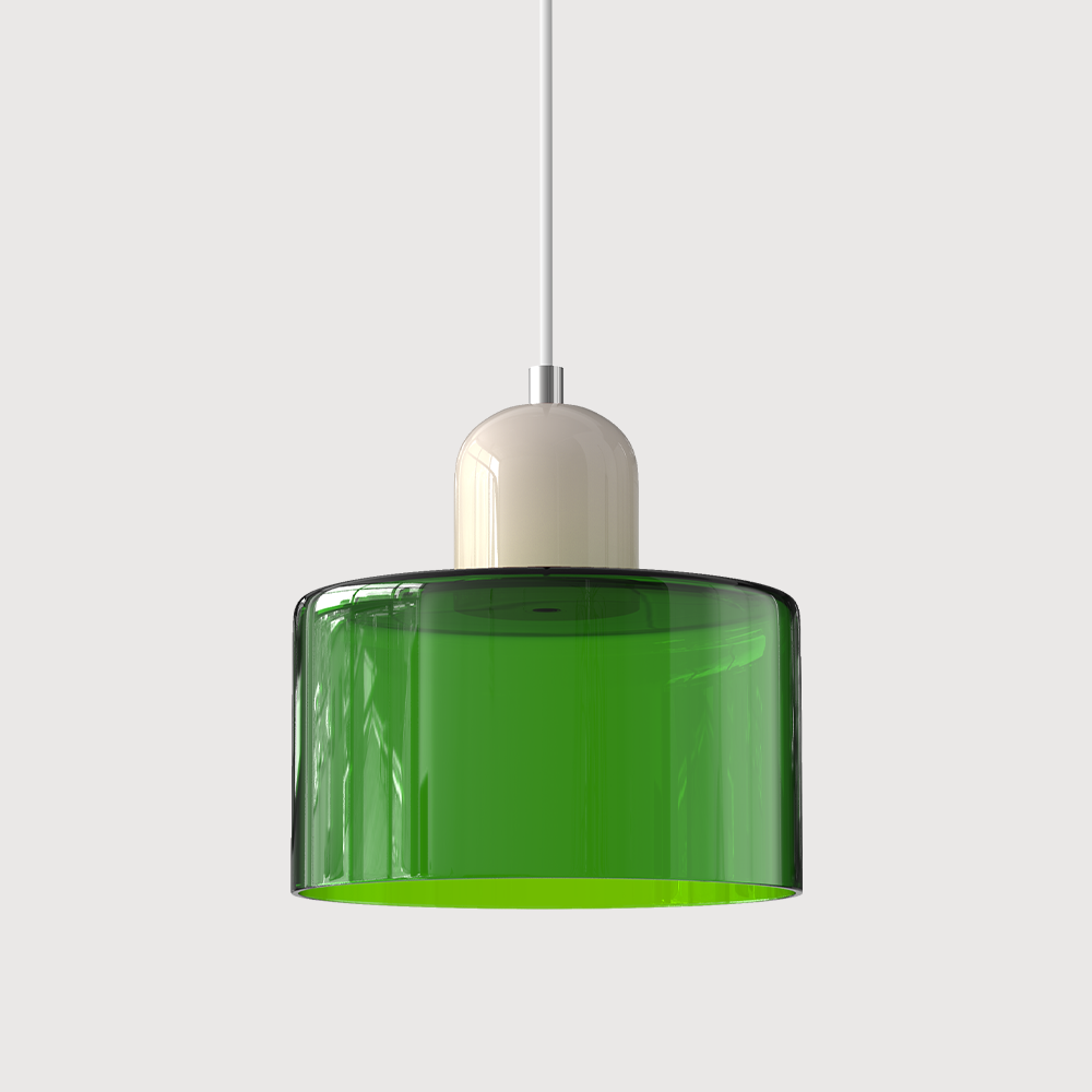Pendant Lamp Retro Bauhaus with Round Glass Shade and Adjustable Cord