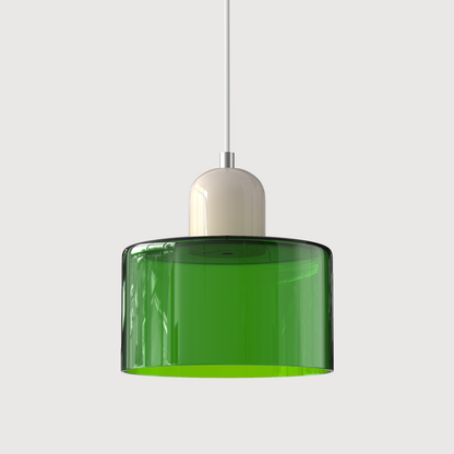 Pendant Lamp Retro Bauhaus with Round Glass Shade and Adjustable Cord