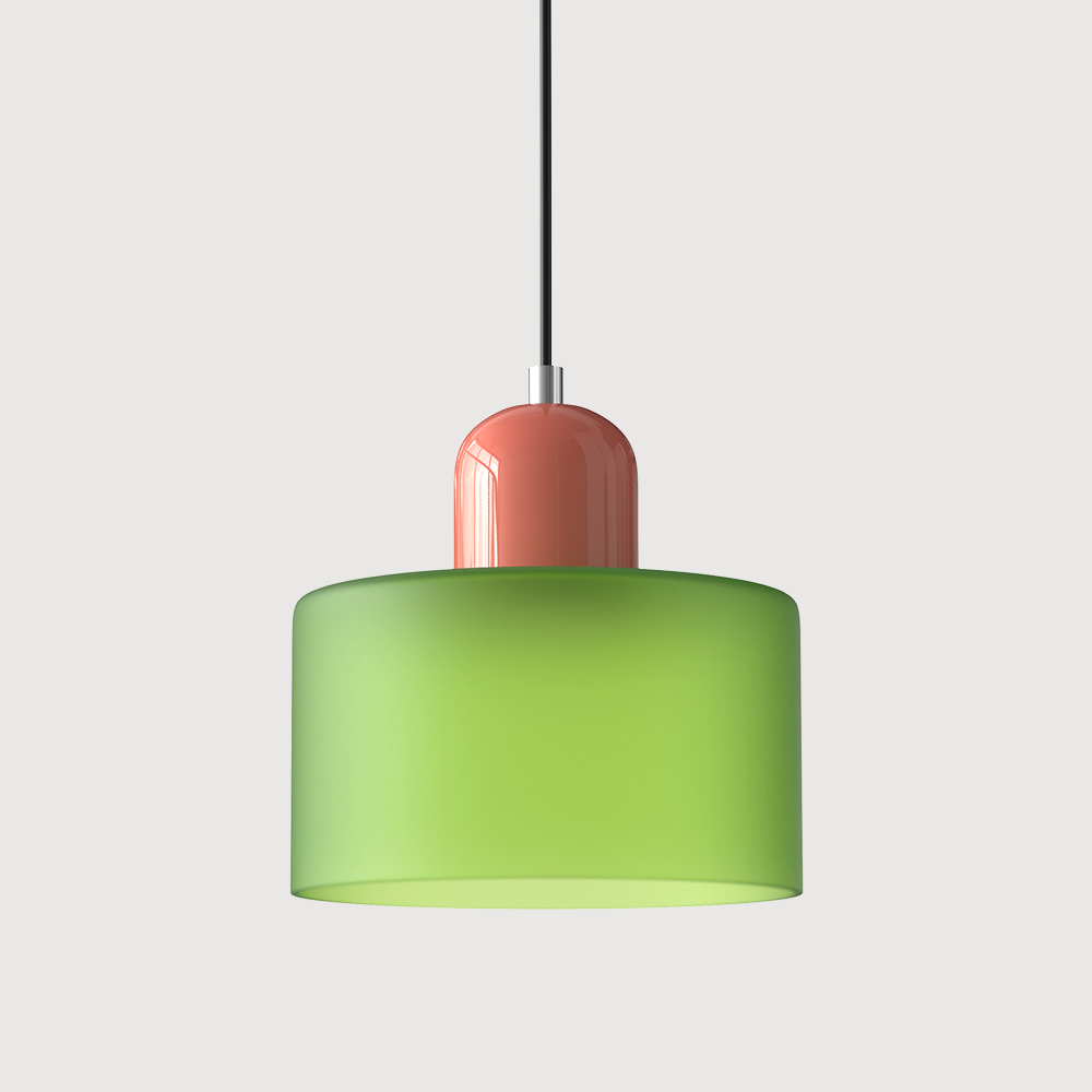 Pendant Lamp Retro Bauhaus with Round Glass Shade and Adjustable Cord