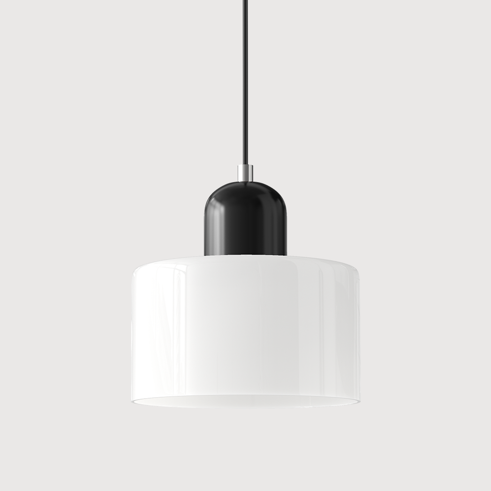 Pendant Lamp Retro Bauhaus with Round Glass Shade and Adjustable Cord
