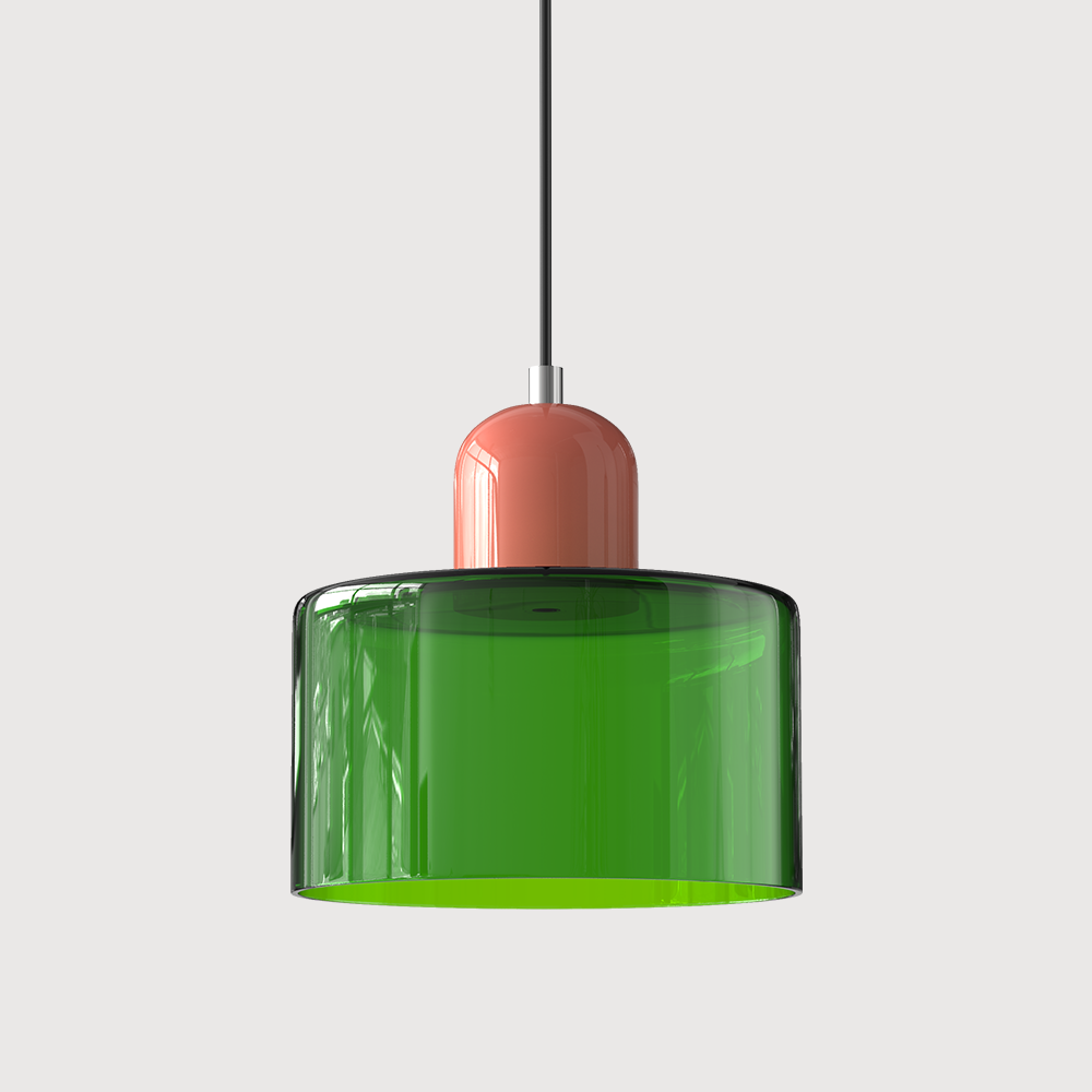 Pendant Lamp Retro Bauhaus with Round Glass Shade and Adjustable Cord