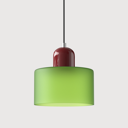 Pendant Lamp Retro Bauhaus with Round Glass Shade and Adjustable Cord