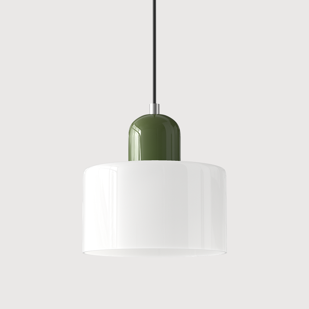 Pendant Lamp Retro Bauhaus with Round Glass Shade and Adjustable Cord