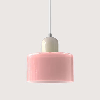 Pendant Lamp Retro Bauhaus with Round Glass Shade and Adjustable Cord