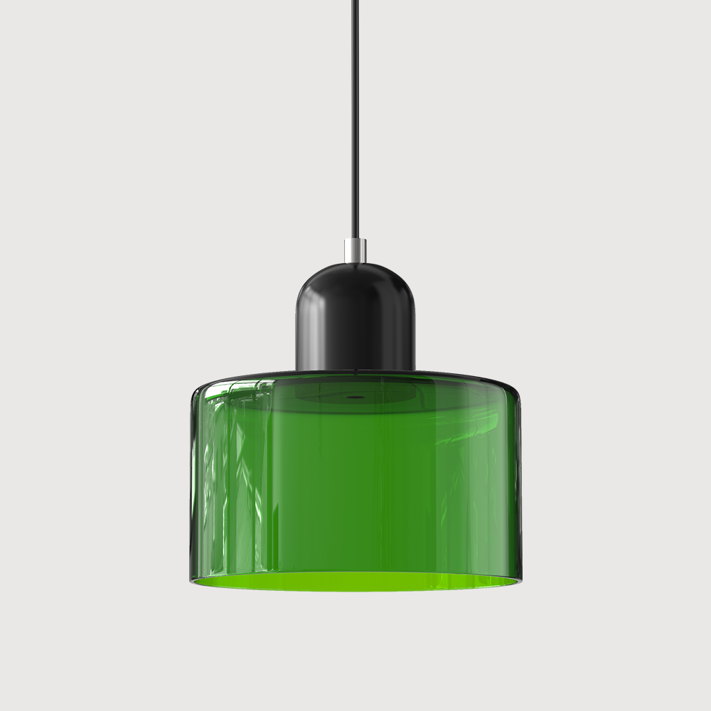 Pendant Lamp Retro Bauhaus with Round Glass Shade and Adjustable Cord
