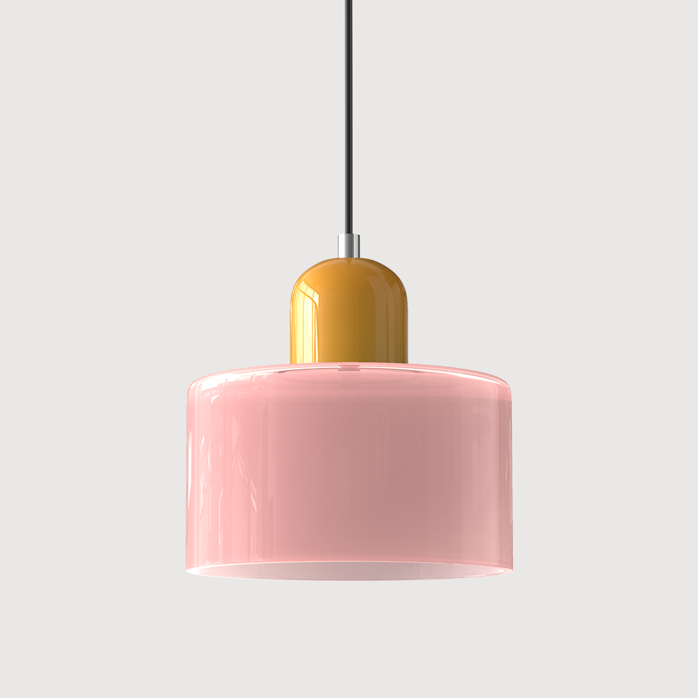 Pendant Lamp Retro Bauhaus with Round Glass Shade and Adjustable Cord