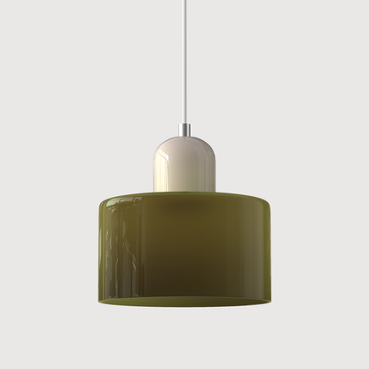 Pendant Lamp Retro Bauhaus with Round Glass Shade and Adjustable Cord