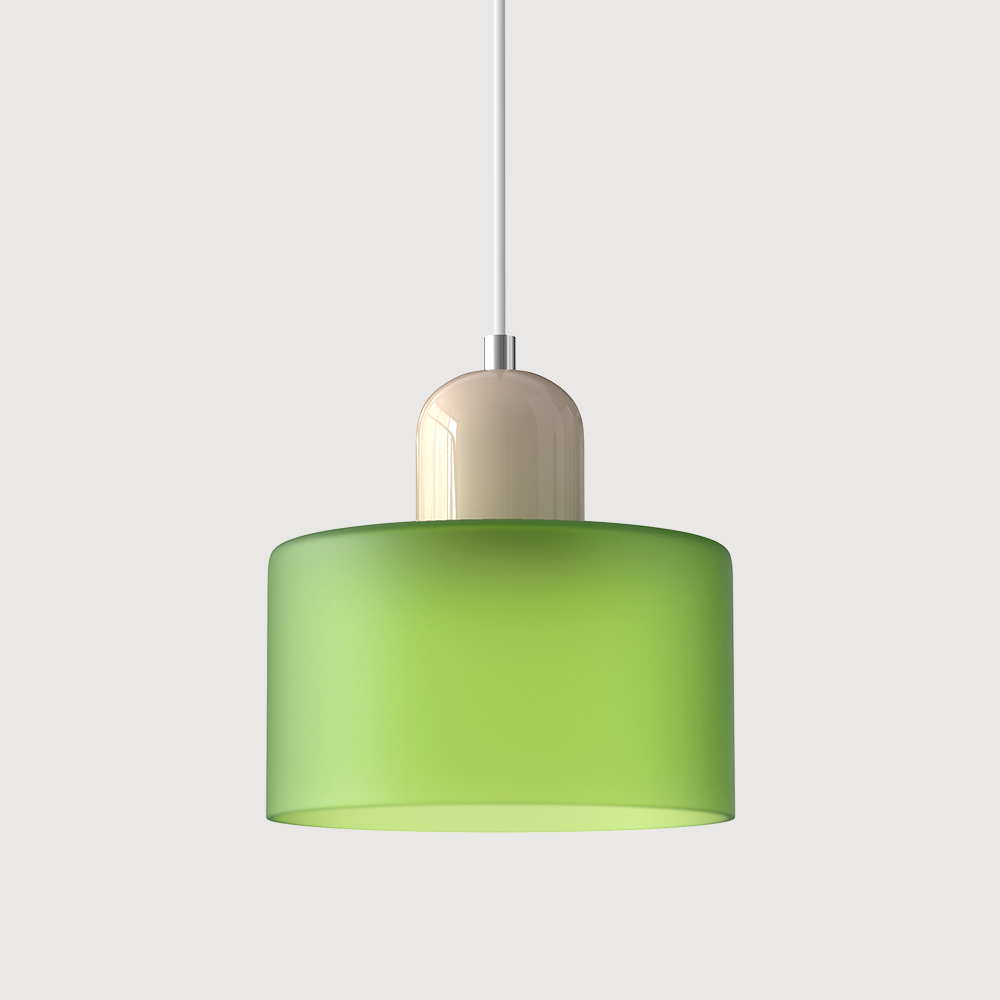 Pendant Lamp Retro Bauhaus with Round Glass Shade and Adjustable Cord