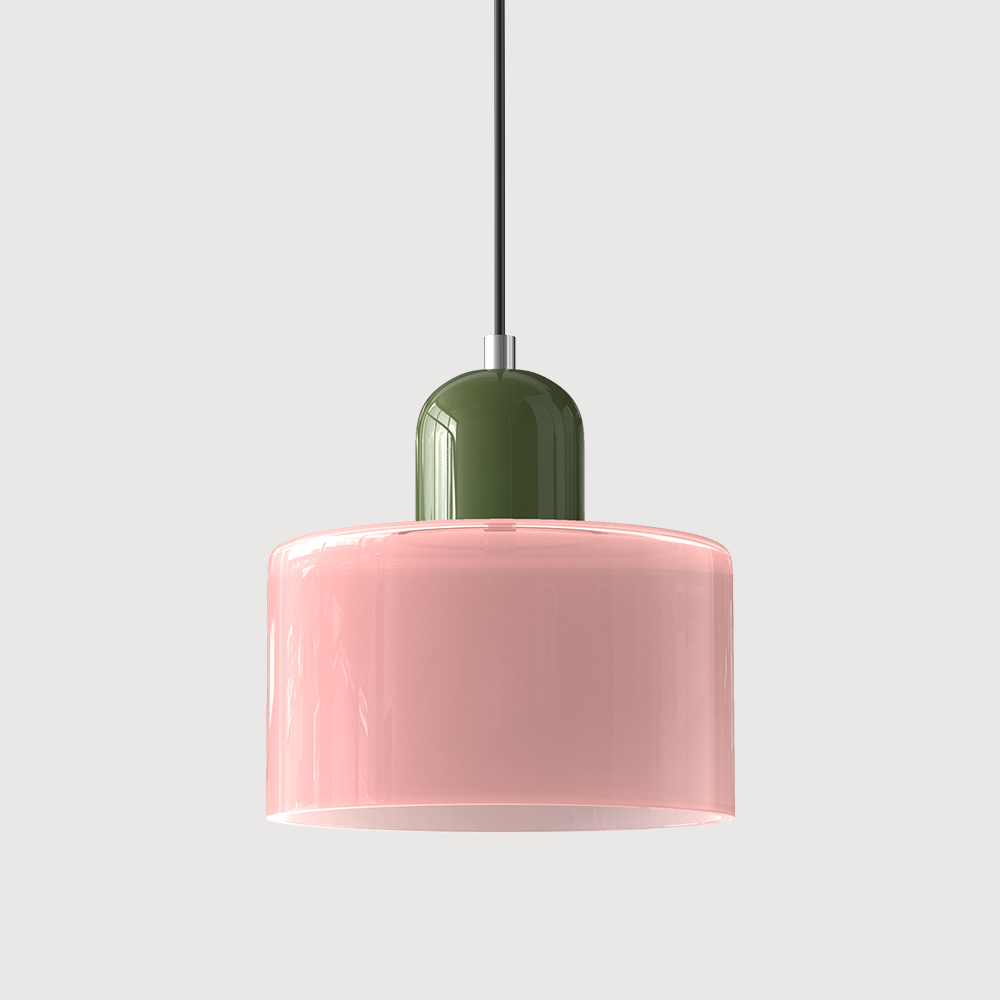 Pendant Lamp Retro Bauhaus with Round Glass Shade and Adjustable Cord