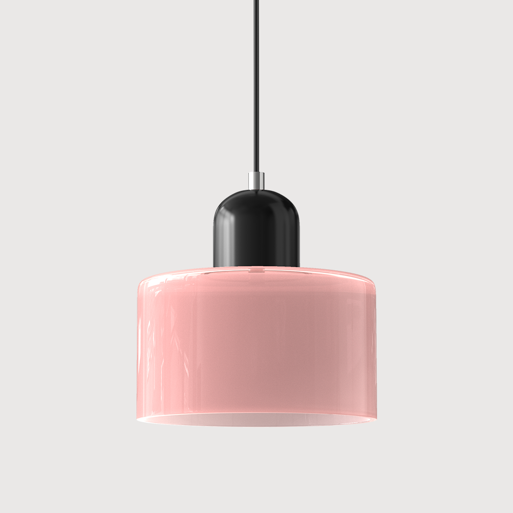 Pendant Lamp Retro Bauhaus with Round Glass Shade and Adjustable Cord