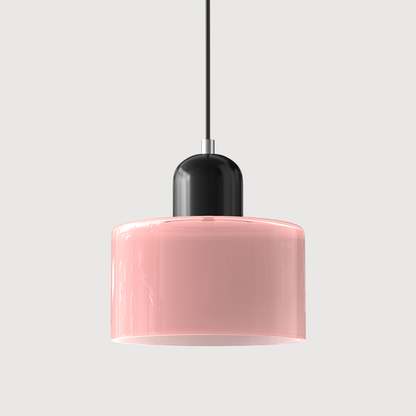 Pendant Lamp Retro Bauhaus with Round Glass Shade and Adjustable Cord