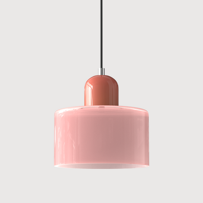 Pendant Lamp Retro Bauhaus with Round Glass Shade and Adjustable Cord