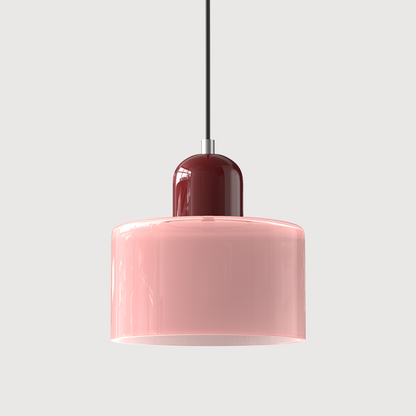 Pendant Lamp Retro Bauhaus with Round Glass Shade and Adjustable Cord