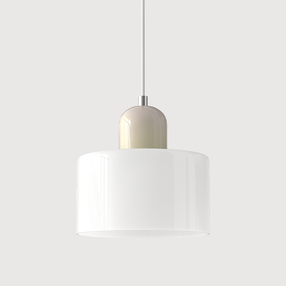 Pendant Lamp Retro Bauhaus with Round Glass Shade and Adjustable Cord