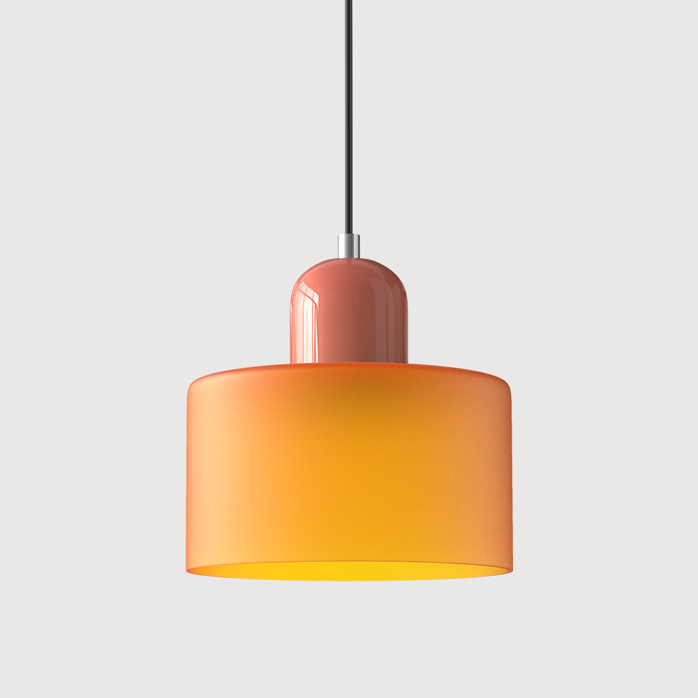 Pendant Lamp Retro Bauhaus with Round Glass Shade and Adjustable Cord
