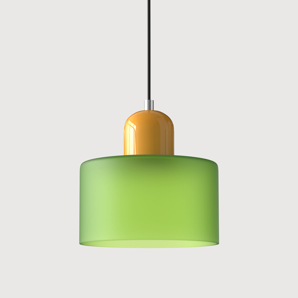 Pendant Lamp Retro Bauhaus with Round Glass Shade and Adjustable Cord