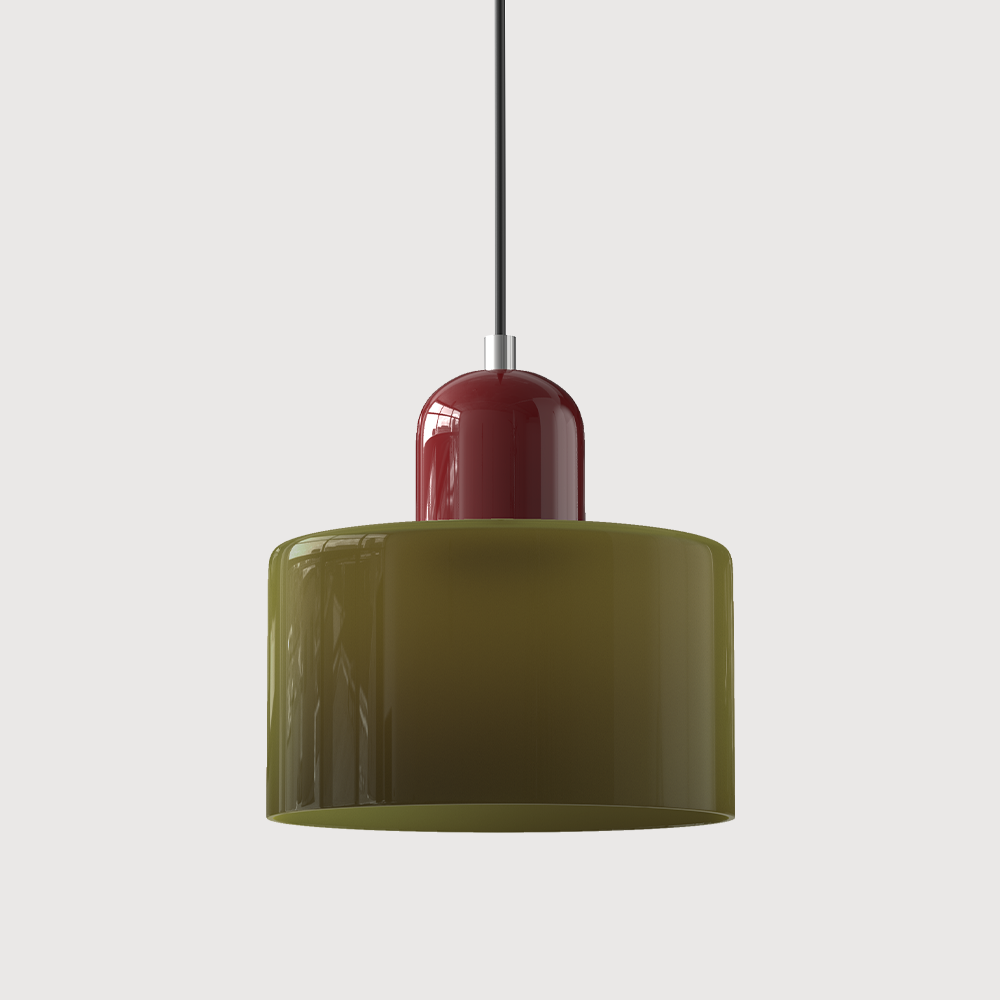Pendant Lamp Retro Bauhaus with Round Glass Shade and Adjustable Cord