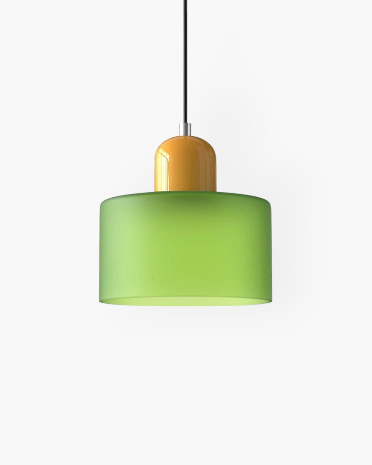 Pendant Lamp Retro with Drum Glass Shade and Glossy Cap