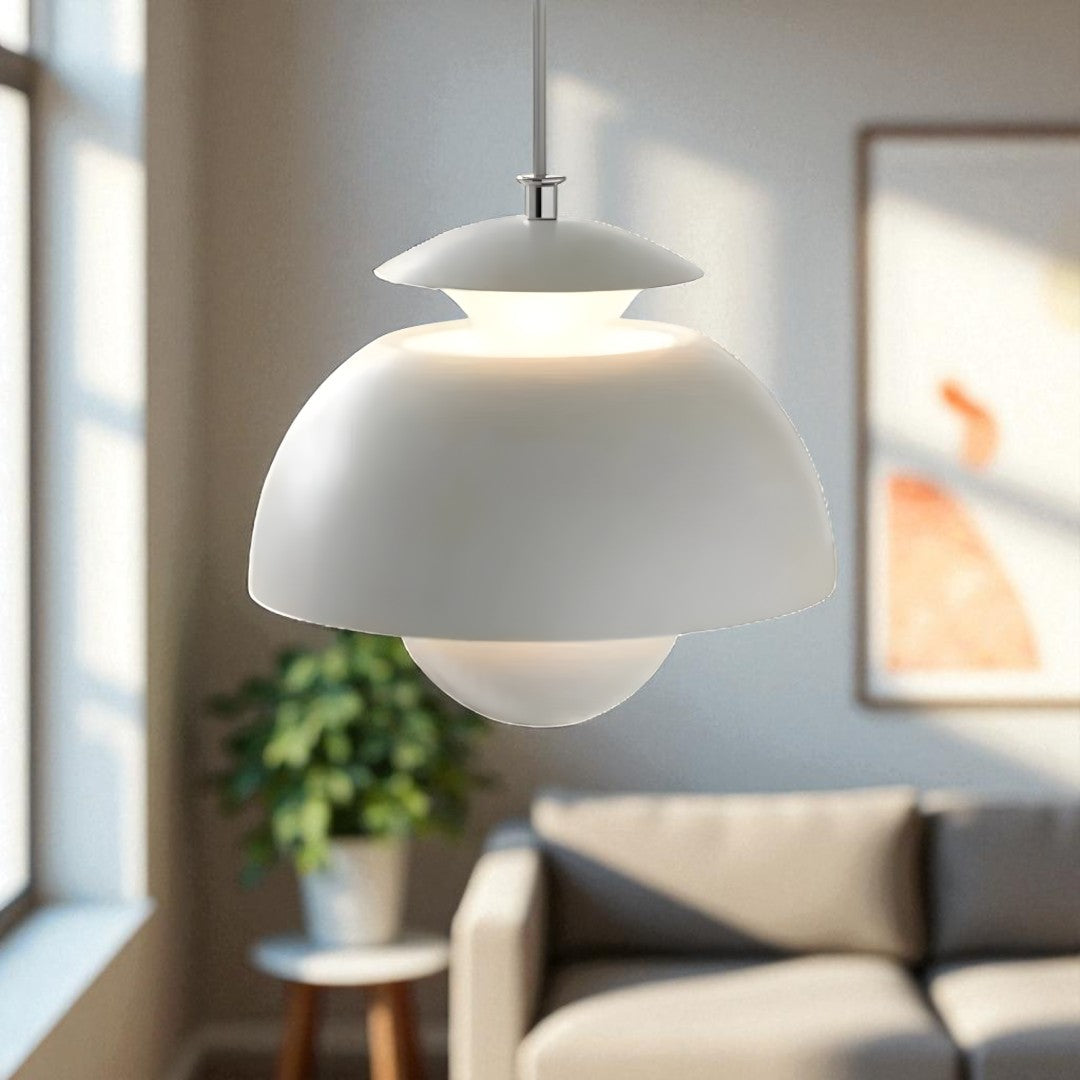 Pendant Lamp Scandinavian Retro with Dome Shade and Glossy Finish