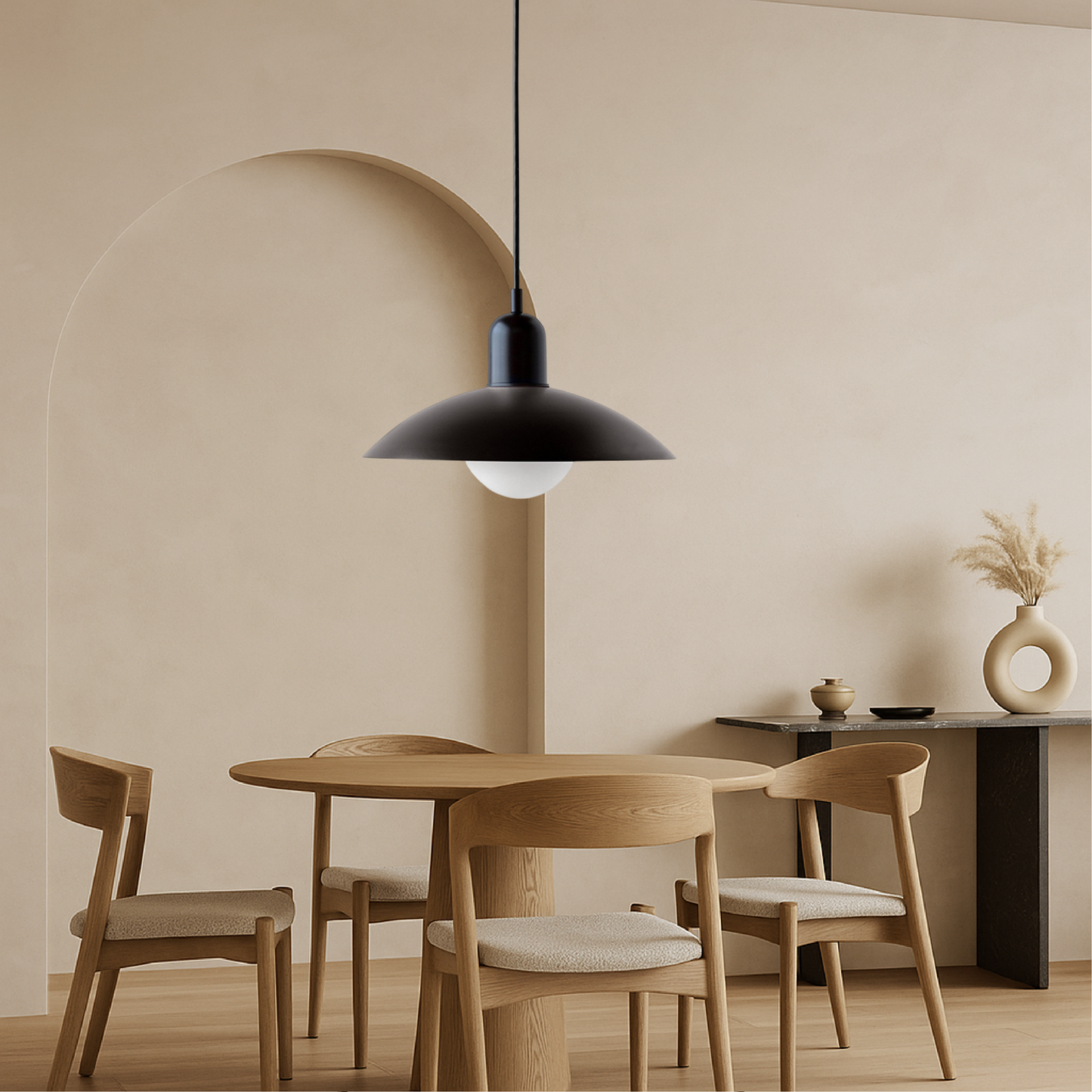 Pendant Lamp Scandinavian Style with Adjustable Height and Round Dome Shade