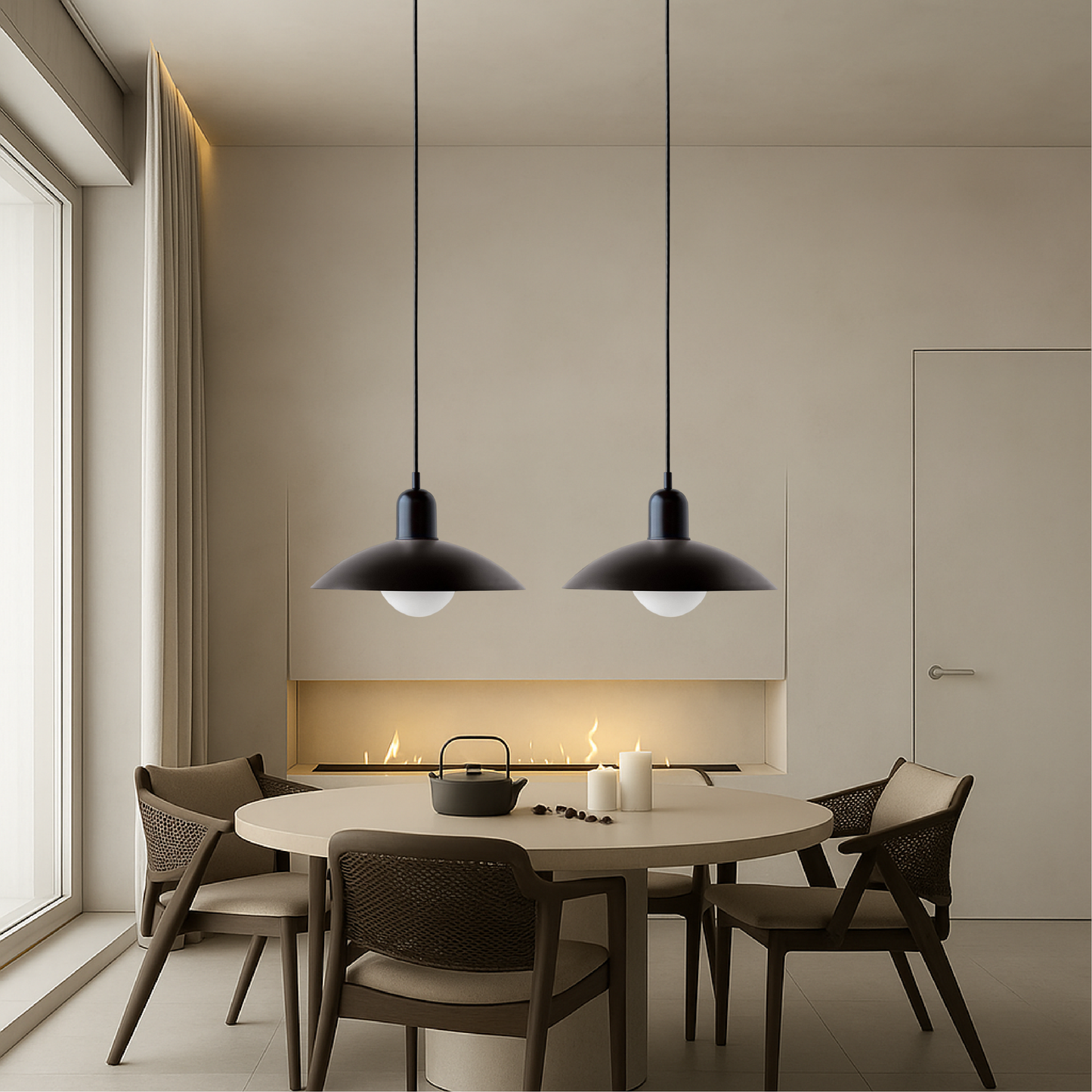 Pendant Lamp Scandinavian Style with Adjustable Height and Round Dome Shade