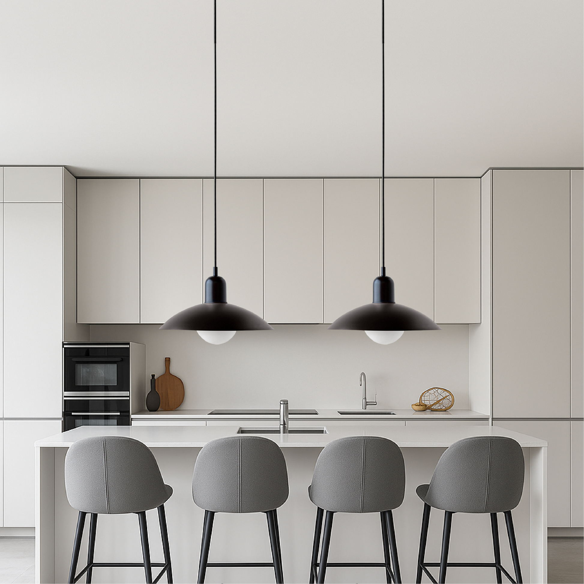 Pendant Lamp Scandinavian Style with Adjustable Height and Round Dome Shade
