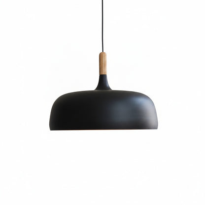 Pendant Lamp Scandinavian Style with Dome Shade and Wood Detail