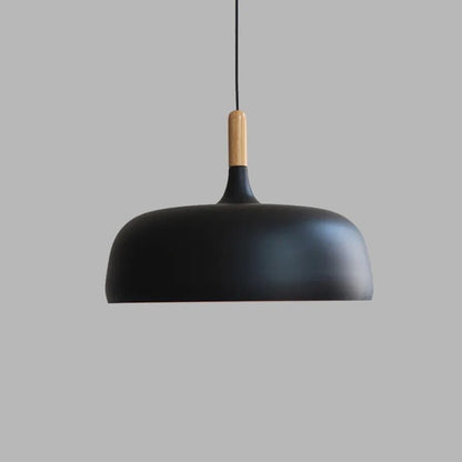 Pendant Lamp Scandinavian Style with Dome Shade and Wood Detail