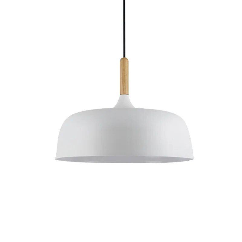 Pendant Lamp Scandinavian Style with Dome Shade and Wood Detail