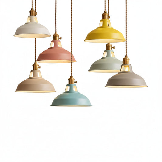 Pendant Lamp Scandinavian with Dome Shade and Brass Fitting